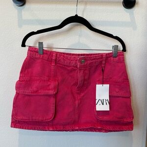 Pink Zara Cargo Mini Skirt- Size Small